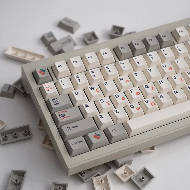 Retro Grey 9009 Greek PBT Keycap Set For ANSI ISO Layout Mechanical Keyboard Model