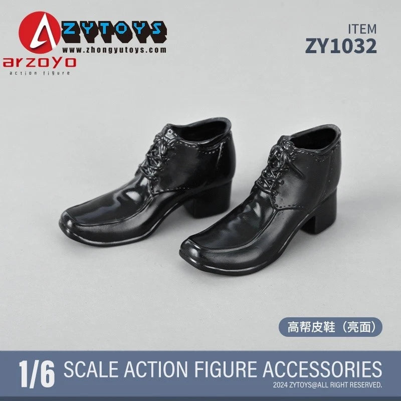 ZY1032 1/6 Male Square Round Toe Shoes Hollow Leather Shoes Model Fit 12'' Body Model