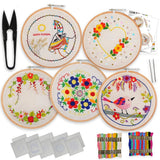 DIY Embroidery Kit Beginner Cross Stitch Pre Printed Floral Designs Pack of 5 Model