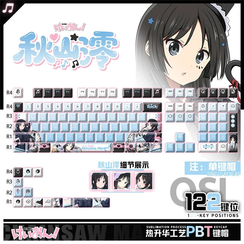 Anime Girls Band Cry Akiyama Mio Theme Keycap 122pcs Set for Mechanical Keyboard Model