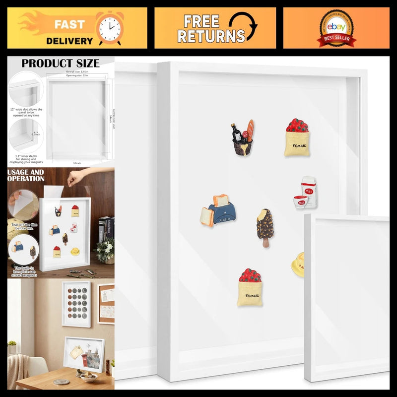 2 Large Magnetic Display Board Frames - Perfect for Bulletin, Photos & Notes Model