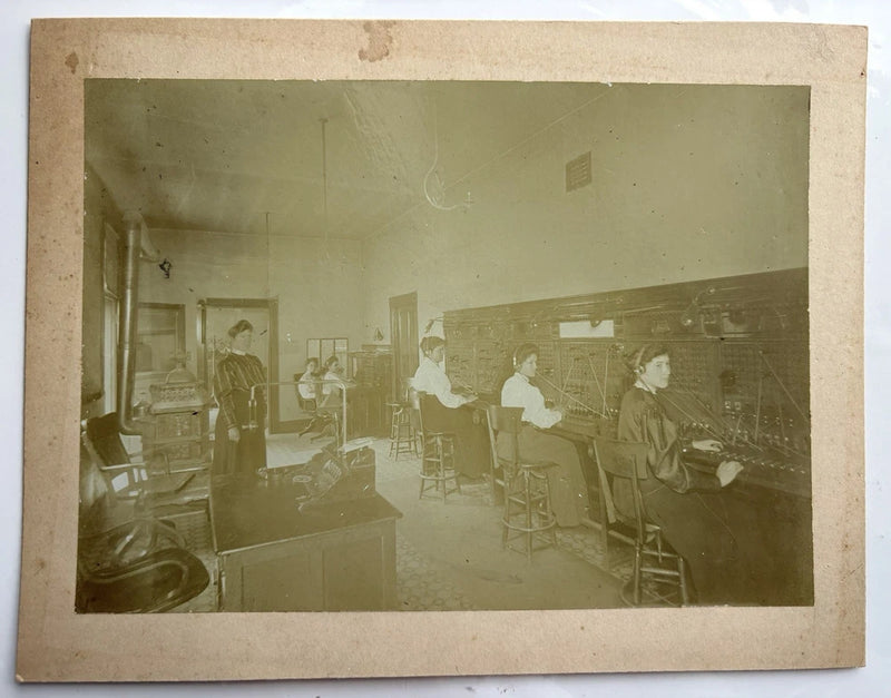 Antique Photograph on board Women Switchboard Operators Occupational Model