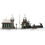 Modular Winter Village Church with Graveyard 906 Pieces Building Blocks Set Model