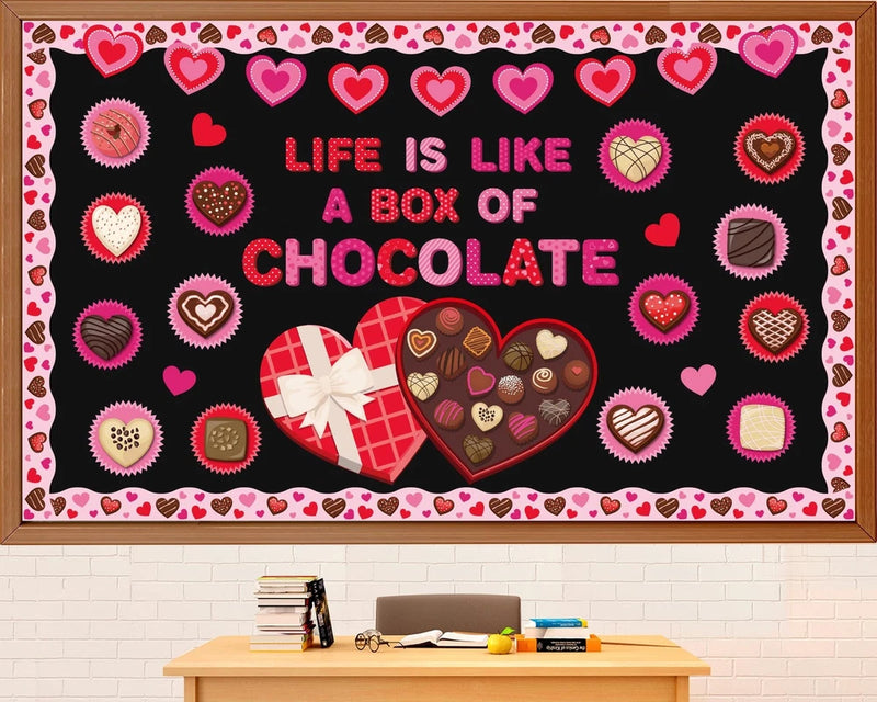 Valentines Day Bulletin Board Set Chocolate Heart Photo Craft Cutouts Decor Model