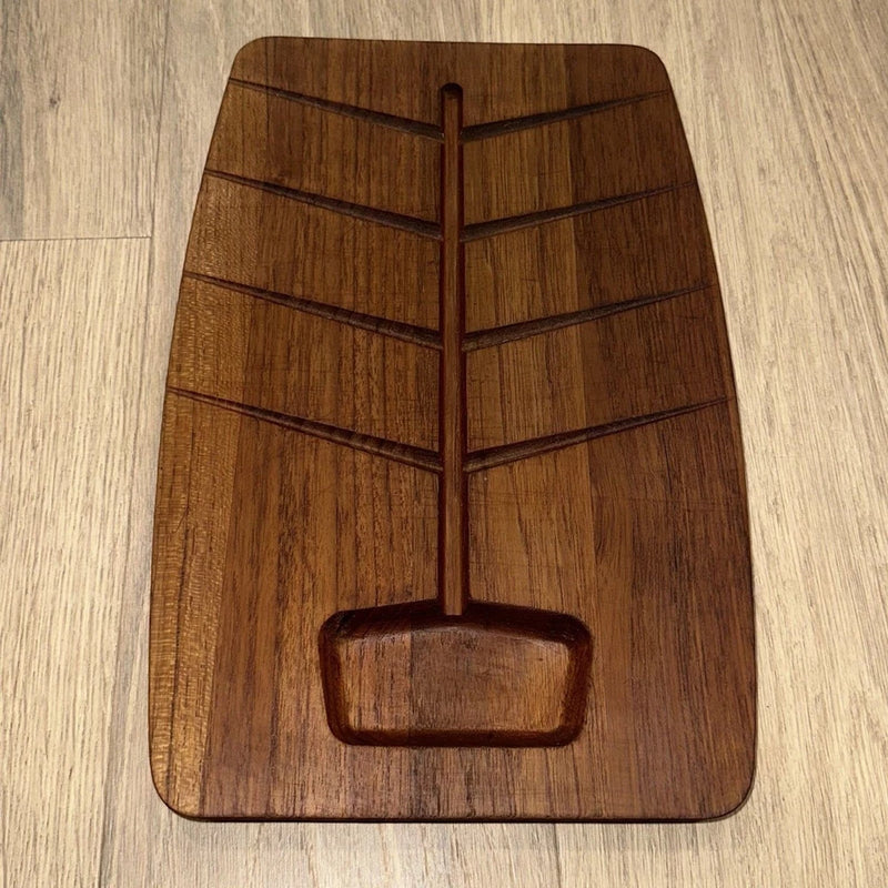 Danish Teak Wood MCM Style Staved Carved Cutting Board SEE PHOTOS Model