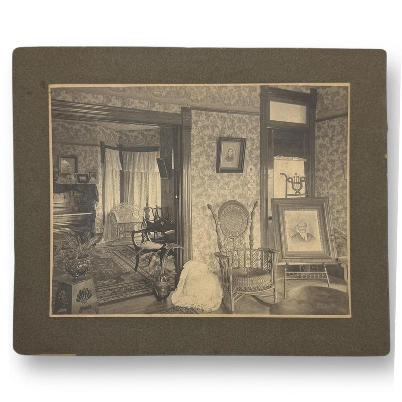 Victorian Sitting/Living Room, Wicker Chair - 8" x 10" Board Mounted Photograph Model