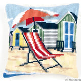 Vervaco stamped cross stitch kit cushion On the beach, DIY Model