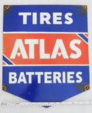 VINTAGE ATLAS TIRES BATTERIES PHOTO ADVERTISING ENAMEL PORCELAIN SIGN BOARD Model
