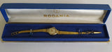 Vintage Rodania Gold Tone Ladies Manual Watch  12-Hour Dial - working  Boxed Model