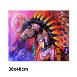 5D Diamond Art Painting Craft Kit 30x40 Canvas Full Drill: INDIAN HORSE Model