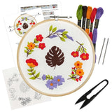DIY Cross Stitch Embroidery Kit Beginners Kids & Adults Floral w/ Hoop Pattern Model