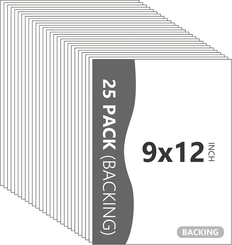 25 Pack Backing Boards, 9X12 Uncut White Mats Matboards Model