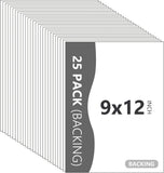 25 Pack Backing Boards, 9X12 Uncut White Mats Matboards Model