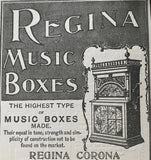 REGINA MUSIC BOXES Corona Model Antique Early Mechanical Jukebox c1899 Print Ad! Model