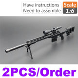 2X 1:6 Scale Model Assembly Sniper Rifle Gun 4D Black MSR For 12" Figure Toy ++ Model