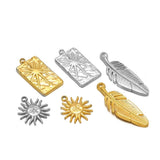 10pcs stainless steel sun star feather pendants Charms