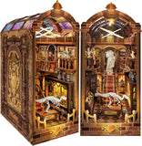 Book Nook Kit with LED Light, 3D Wooden Puzzle Miniature Museum Model, Creative Model
