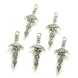 BLUK 100Pcs Sword Charms DIY Jewelry Making Pendants Antique Silver Charms