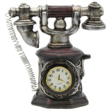 Retro Miniature 3-1/2" Resin Telephone Figurine with Quartz Clock Model