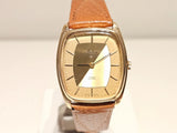 VINTAGE LUXURY SWISS GOLD PLATED RECTANGLE 29mm MEN'S MECHANICAL WATCH"BELLORA" Model