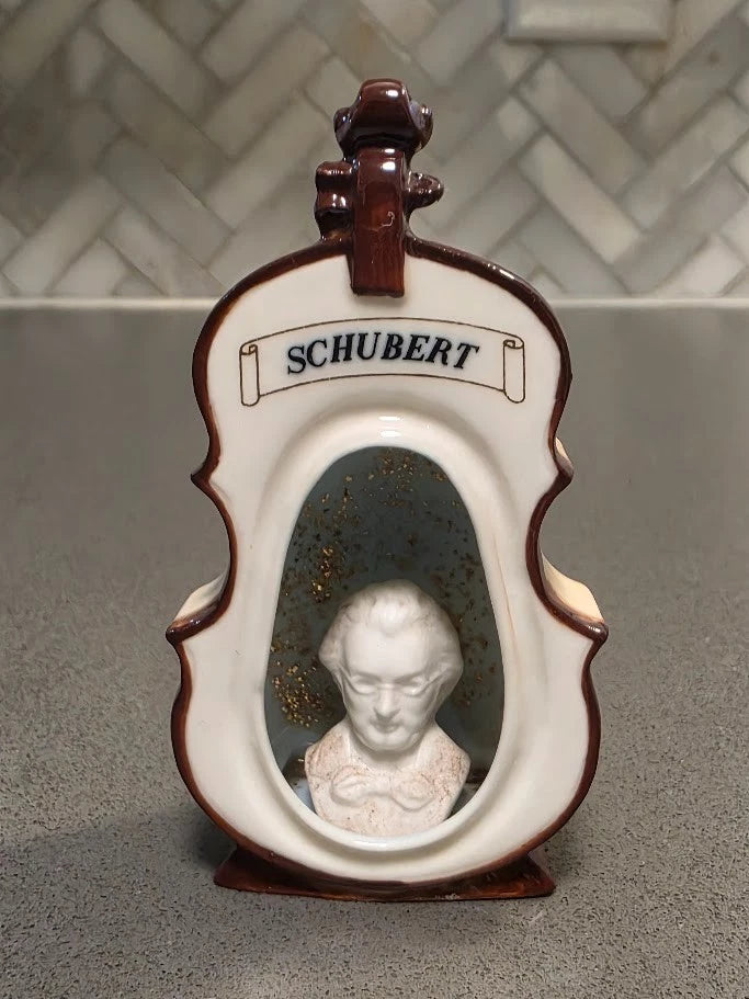 Vtg Decorative Figurine of Schubert's Bust Displayed Inside Stringed Instrument Model