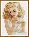 Counted cross stitch kit DIY unprinted canvas Beautiful blonde girl CRAFT 3152 Model