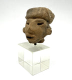 Pre-Columbian Figurine Head Artifact on Acrylic Base Model