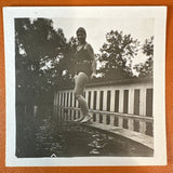 VINTAGE PHOTO Original Barefoot Woman Bathing Suit Diving Board 1939 Bikini Sexy Model