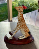 Franklin Mint ¡°Long Way Up¡± Giraffe w/ Red Bird Figurine 1990 African Wildlife Model