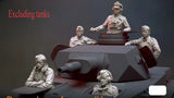 1/32 Scale Resin Figures Models Kits WW2 German Tank 5 Soldiers Toys Model