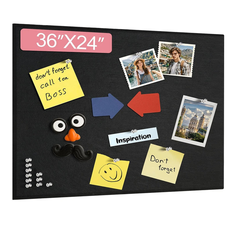 Black Thickened Felt Bulletin Board 36x24 Inch Foldable Wall Pin Board 2 PCS Model