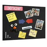 Black Thickened Felt Bulletin Board 36x24 Inch Foldable Wall Pin Board 2 PCS Model