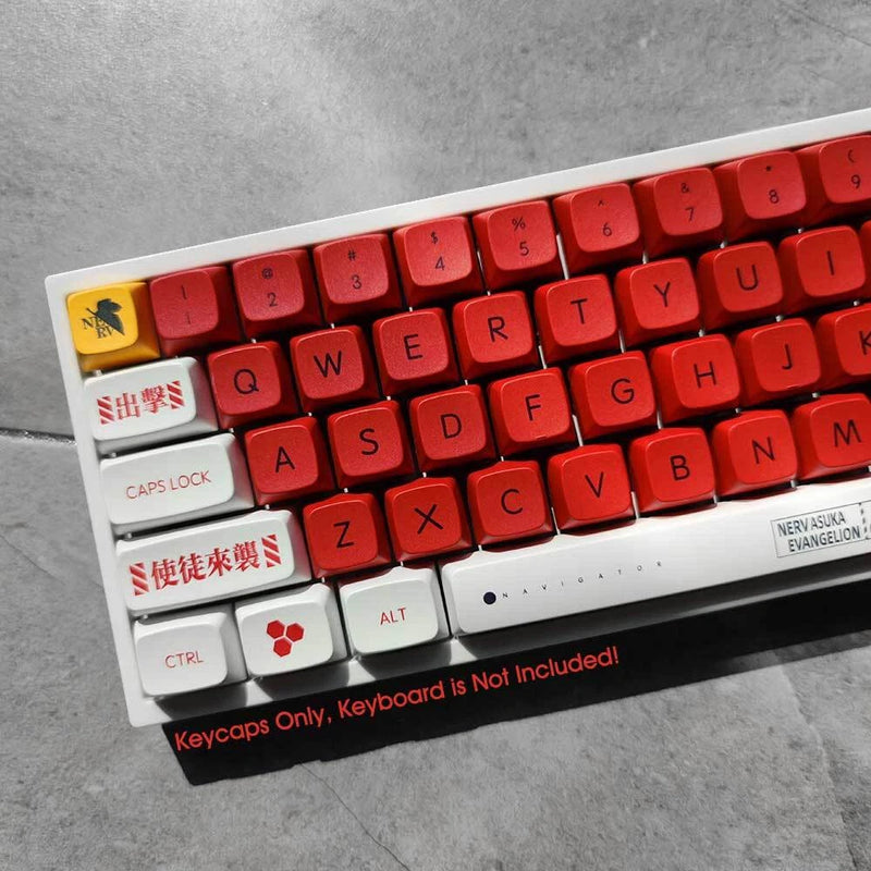 PBT EVA-02 Asuka Langley Soryu Keycaps XDA Profile 136 Key Set FIT MX Keyboards Model