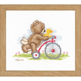 Vervaco counted cross stitch kit "Popcorn on bicyycle", 19x14cm, DIY Model