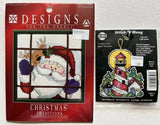 LOT 2 Christmas Traditions~1894 Santa Peeking~Counted Cross Stitch Kit~ Sealed Model