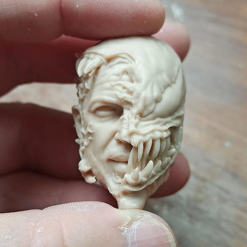 1/6 Unpainted Half-face Venom Eddie Head Carving Sculpt Model Toys Model