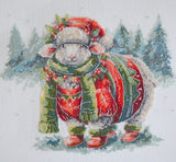 Christmas Lamb Counted Cross Stitch Kit on Canvas | A Perfect Gift Model