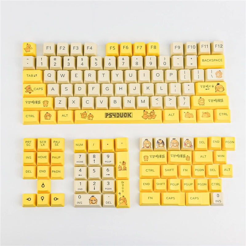 Kawaii Psyduck Keycaps OEM Profile Dye Subs PBT Keycap Set Model