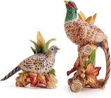 Fitz and Floyd Fall Harvest Pheasant Ceramic Figurine Candleholders, Set of 2, 1 Model
