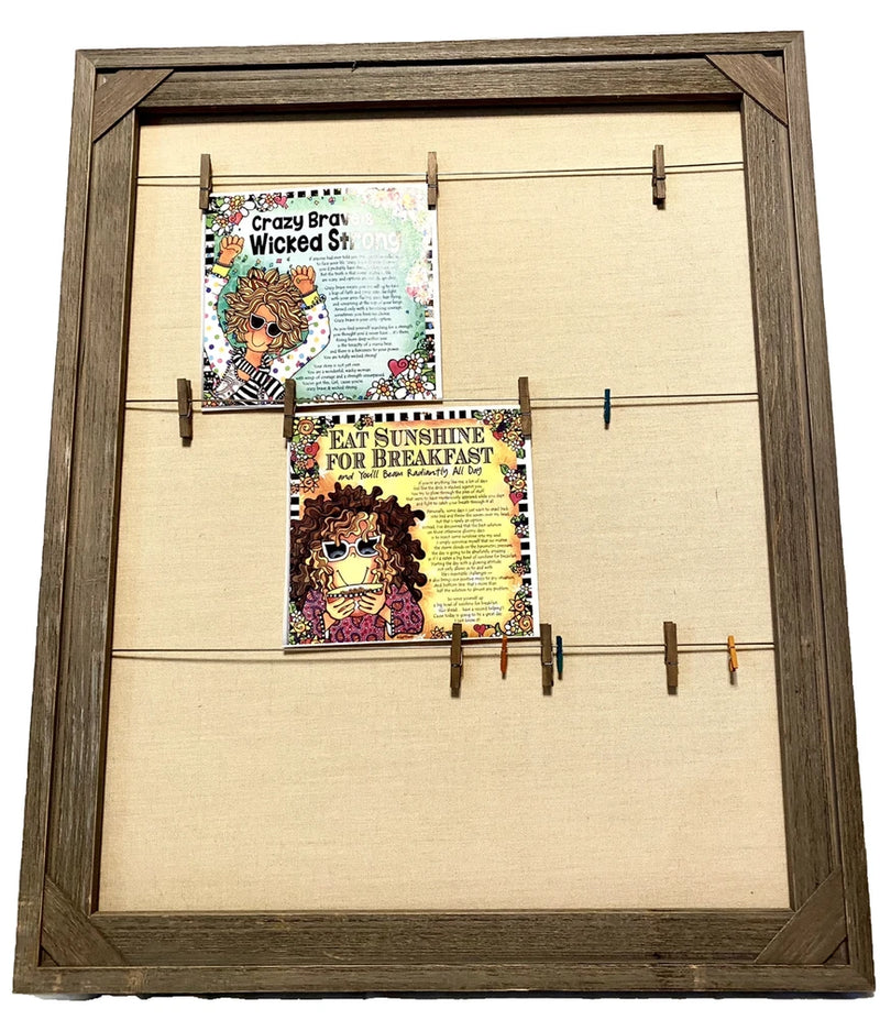 23x27 Photo Message Display Board With Clips Wire Country Chic Barnwood Grey Model