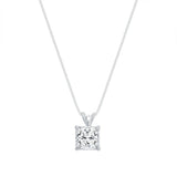 1 Ct E/VVS Princess Lab Created Diamond Real 14K White Gold Pendant Necklace 16" Charms