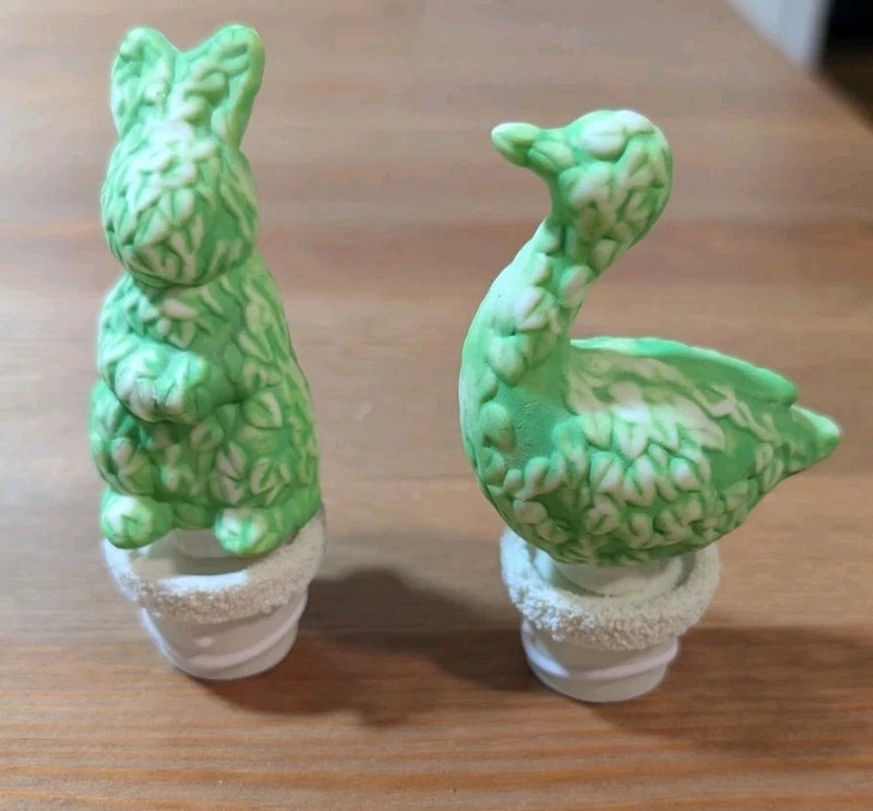 Department 56 Snowbunnies Spring Easter Topiaries Duck & Rabbit Bunny Model