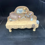 Cherished Teddies 537640 Antique Toy Tool Bench Display W/ 8 Teddies Model
