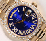 Rolex Day-Date 36mm President 18238 Blue Diamond Roman Dial Diamond Lugs & Bezel Model