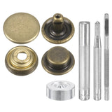 24Set 12.5mm Leather Snap Fastener Kit 2.8" Long W 4 Install Tools, Bronze Model
