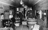 Mail workers sorting parcels and mail on board a mail train 1912 Old Photo Model