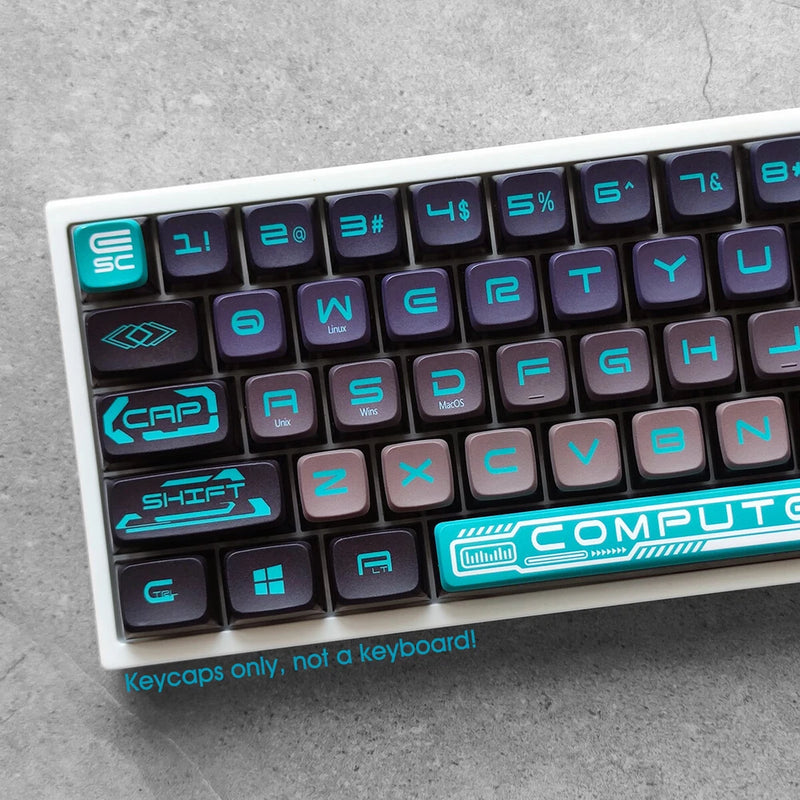 Gray Cyan Keycaps set PBT Dye Sublimation for Cherry MX Mechancial Keyboards Model