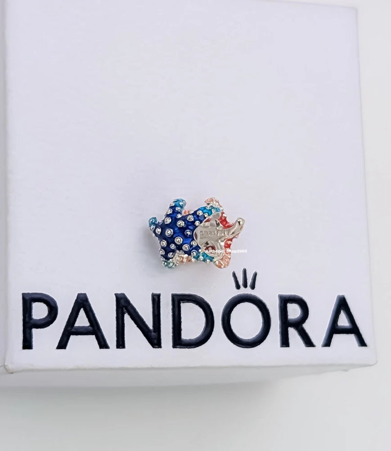 793817C01 New 100% Authentic PANDORA 925 Ale Colorful Enamel Starfish Mini Charm Charms