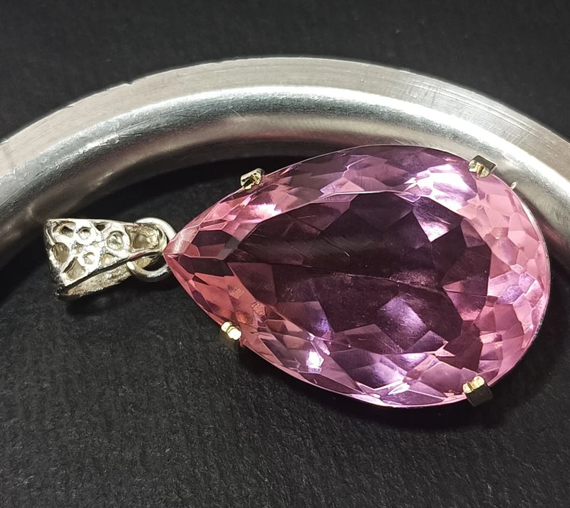 Natural 85.40 Ct Brazilian Pear Cut Pink  Topaz Pendant 925 Silver Gemstone Charms