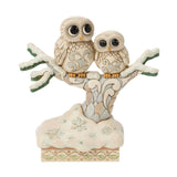 Jim Shore Heartwood Creek White Woodland Owls on a Tree Winter Figurine 6019312 Model